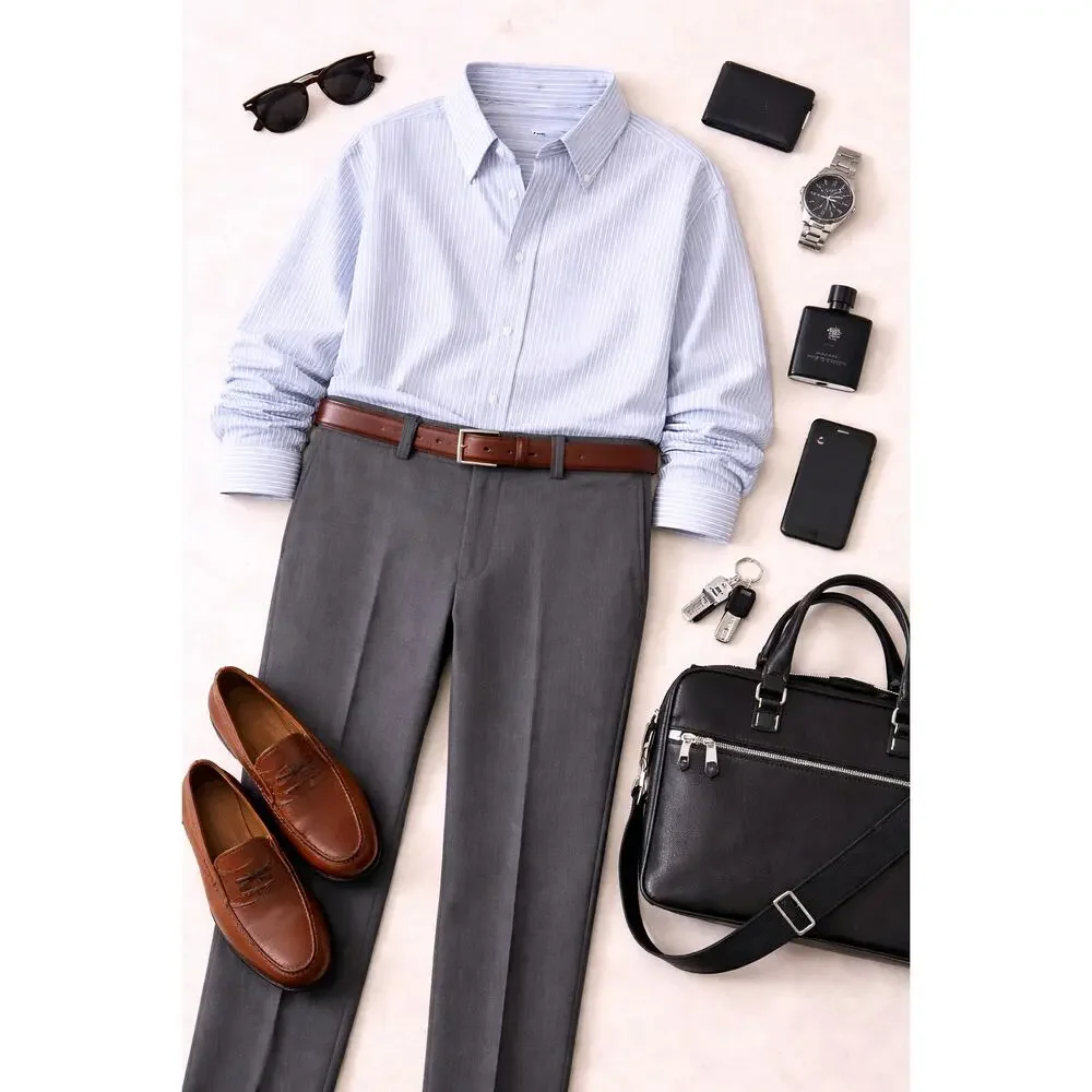 HILTL Men's Piacenza Perfetto High Twist Wool Stretch Pants Size 54 (US 38x30)